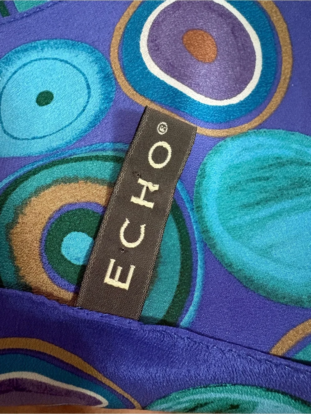 Echo Geometric Abstract Vintage Scarf Blue/Square Wearable Art Color